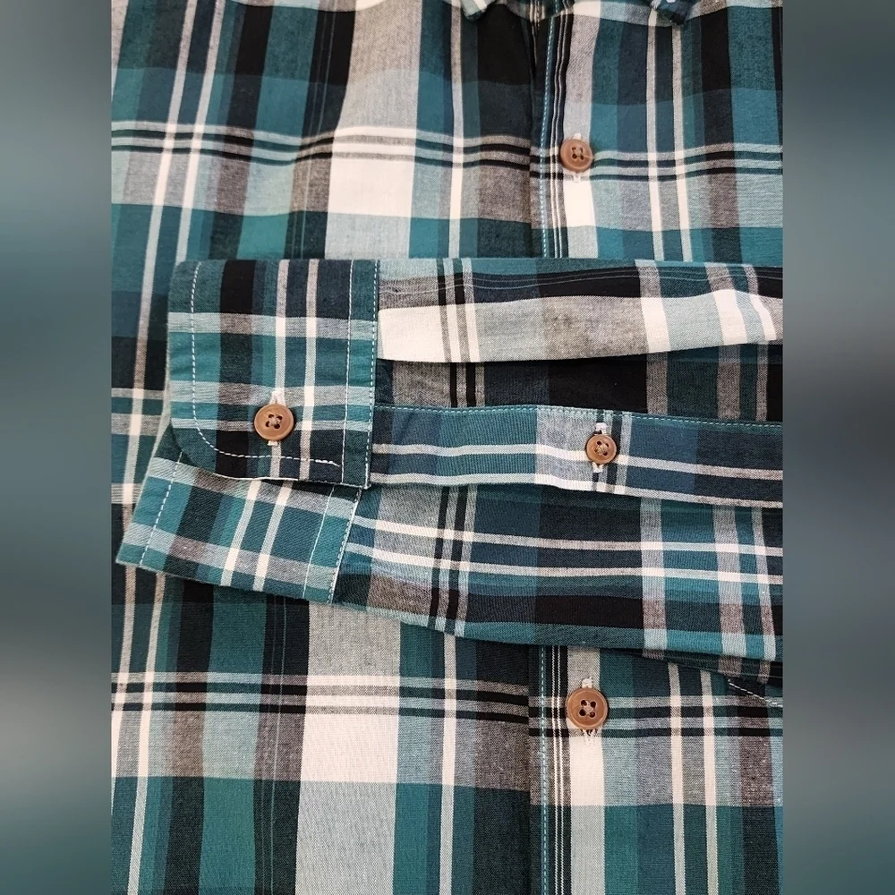 J. Crew Teal Plaid Button Down Shirt Long Sleeve Cotton Size Small